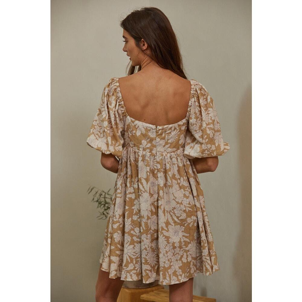 By Together Floral Babydoll Dress Women Large Puff Sleeve Mini - Picture 3 of 6